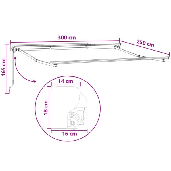 vidaXL Ručný rám markízy s LED Piesková 3 x 2,5 m – Obrázok 8
