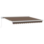 vidaXL Sklopná markíza Sivohnedá 350 x 250 cm Plátno a hliník