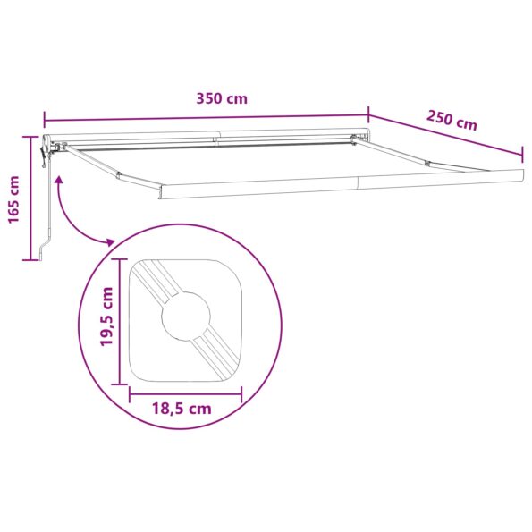 vidaXL Markíza Piesková 350 x 250 cm Polyester a hliník – Obrázok 7
