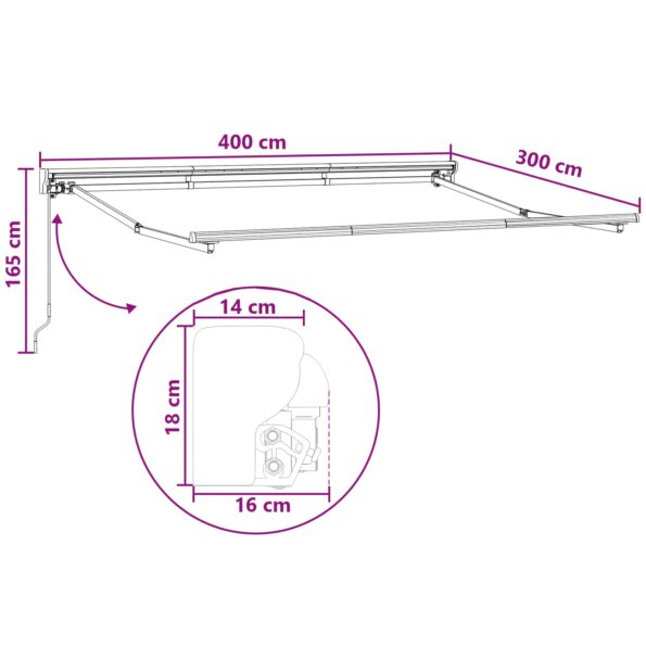vidaXL Sklopná markíza Piesková 4 × 3 m Polyester a hliník – Obrázok 6