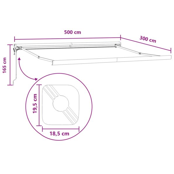 vidaXL Markíza Piesková 500 × 300 cm Polyester a hliník – Obrázok 7