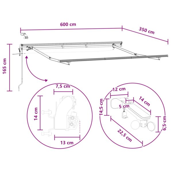 vidaXL Textília na slnečník Sivohnedá 600 × 350 cm Polyester – Obrázok 10
