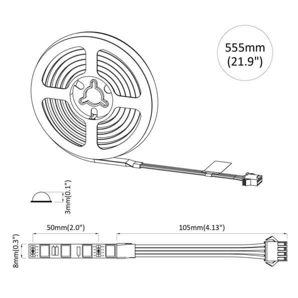 vidaXL LED pás 12 pcs Čierna a priehľadná 550 mm Meď a plast – Obrázok 9