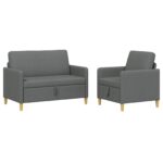 vidaXL Súprava pohovky s úložným priestorom 2 pcs Tmavosivá Polyester – Obrázok 2
