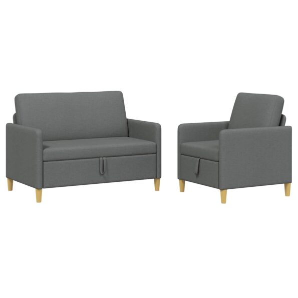 vidaXL Súprava pohovky s úložným priestorom 2 pcs Tmavosivá Polyester – Obrázok 2
