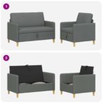 vidaXL Súprava pohovky s úložným priestorom 2 pcs Tmavosivá Polyester – Obrázok 7