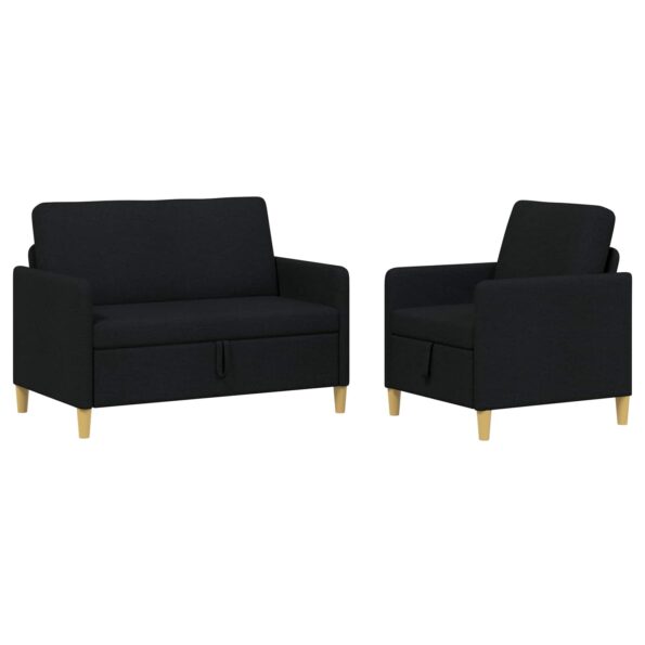 vidaXL Súprava pohovky s úložným priestorom 2 pcs Čierna Polyester – Obrázok 2