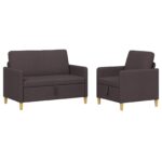 vidaXL Súprava pohovky s úložným priestorom 2 pcs Tmavohnedá Polyester – Obrázok 2