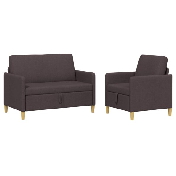 vidaXL Súprava pohovky s úložným priestorom 2 pcs Tmavohnedá Polyester – Obrázok 2