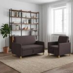 vidaXL Súprava pohovky s úložným priestorom 2 pcs Tmavohnedá Polyester – Obrázok 3