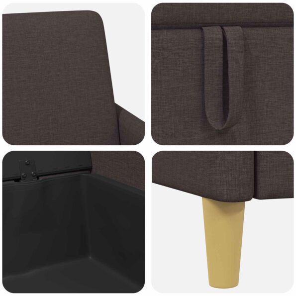 vidaXL Súprava pohovky s úložným priestorom 2 pcs Tmavohnedá Polyester – Obrázok 6