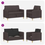 vidaXL Súprava pohovky s úložným priestorom 2 pcs Tmavohnedá Polyester – Obrázok 7