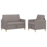 vidaXL Súprava pohovky s úložným priestorom 2 pcs Sivohnedá Polyester – Obrázok 2