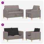 vidaXL Súprava pohovky s úložným priestorom 2 pcs Sivohnedá Polyester – Obrázok 7