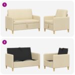 vidaXL Súprava pohovky s úložným priestorom 2 pcs Krémová Polyester – Obrázok 7