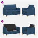 vidaXL Súprava pohovky s úložným priestorom 2 pcs Modrá Polyester – Obrázok 7