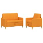vidaXL Súprava pohovky s úložným priestorom 2 pcs Tmavá žltá Polyester – Obrázok 2