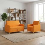 vidaXL Súprava pohovky s úložným priestorom 2 pcs Tmavá žltá Polyester – Obrázok 3