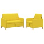 vidaXL Súprava pohovky s úložným priestorom 2 pcs Svetložltá Polyester – Obrázok 2