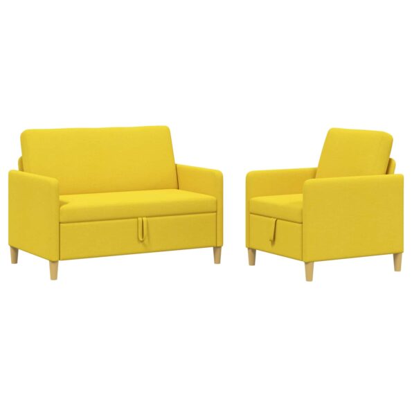 vidaXL Súprava pohovky s úložným priestorom 2 pcs Svetložltá Polyester – Obrázok 2