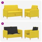 vidaXL Súprava pohovky s úložným priestorom 2 pcs Svetložltá Polyester – Obrázok 7