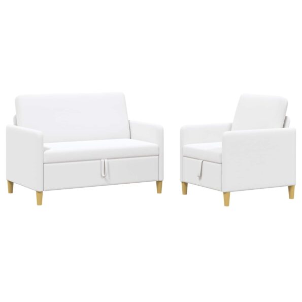 vidaXL Súprava pohovky s úložným priestorom 2 pcs Biela Polyester – Obrázok 2