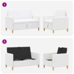 vidaXL Súprava pohovky s úložným priestorom 2 pcs Biela Polyester – Obrázok 7