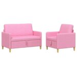 vidaXL Súprava pohovky s úložným priestorom 2 pcs Ružová Polyester – Obrázok 2