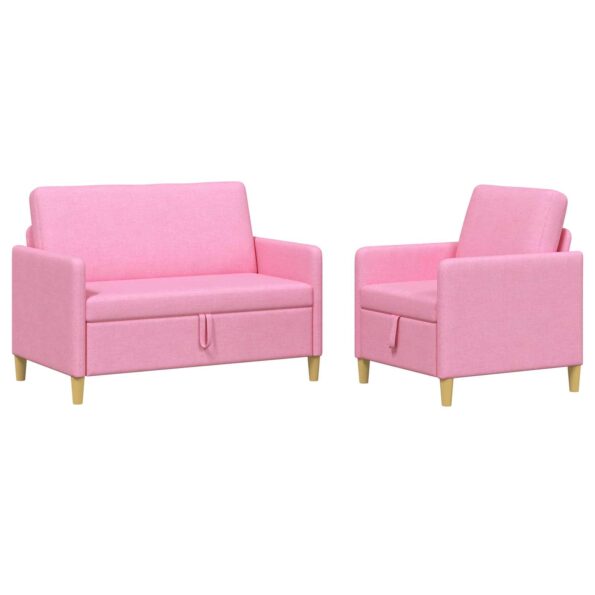 vidaXL Súprava pohovky s úložným priestorom 2 pcs Ružová Polyester – Obrázok 2