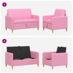 vidaXL Súprava pohovky s úložným priestorom 2 pcs Ružová Polyester – Obrázok 7