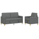 vidaXL Súprava pohovky s úložným priestorom 2 pcs Tmavosivá Polyester – Obrázok 2