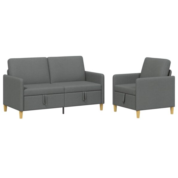 vidaXL Súprava pohovky s úložným priestorom 2 pcs Tmavosivá Polyester – Obrázok 2