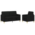 vidaXL Súprava pohovky s úložným priestorom 2 pcs Čierna Polyester – Obrázok 2