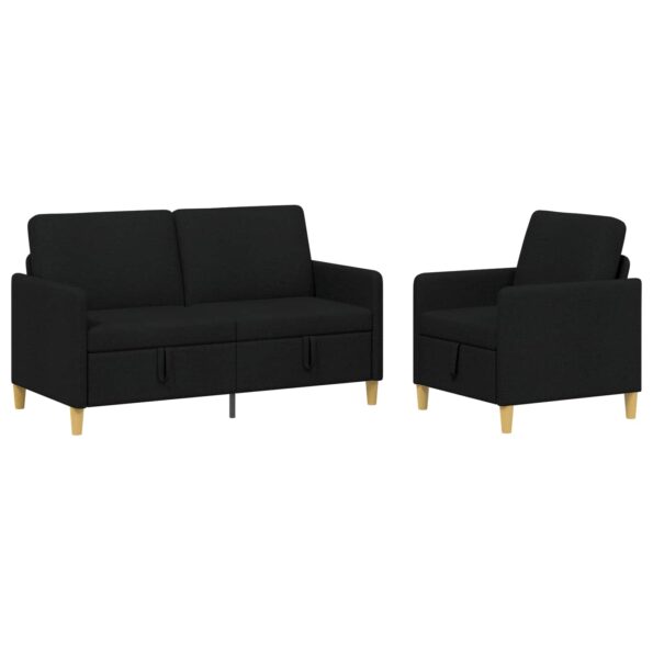 vidaXL Súprava pohovky s úložným priestorom 2 pcs Čierna Polyester – Obrázok 2