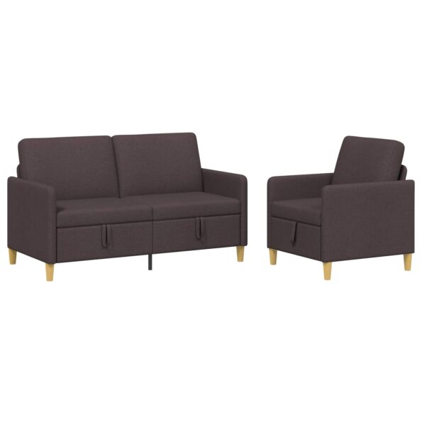 vidaXL Súprava pohovky s úložným priestorom 2 pcs Tmavohnedá Polyester – Obrázok 2