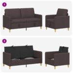 vidaXL Súprava pohovky s úložným priestorom 2 pcs Tmavohnedá Polyester – Obrázok 4