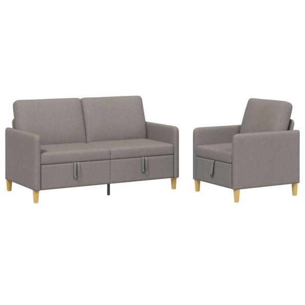 vidaXL Súprava pohovky s úložným priestorom 2 pcs Sivohnedá Polyester – Obrázok 2