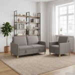 vidaXL Súprava pohovky s úložným priestorom 2 pcs Sivohnedá Polyester – Obrázok 3