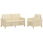 vidaXL Súprava pohovky s úložným priestorom 2 pcs Krémová Polyester – Obrázok 2