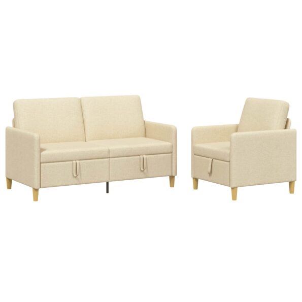 vidaXL Súprava pohovky s úložným priestorom 2 pcs Krémová Polyester – Obrázok 2