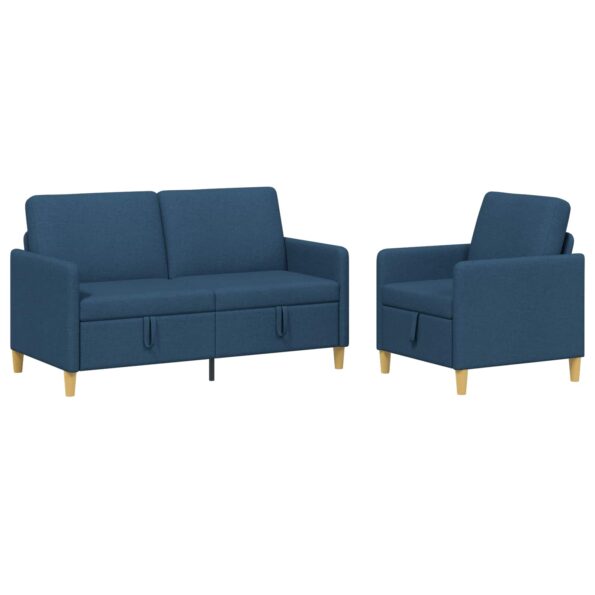 vidaXL Súprava pohovky s úložným priestorom 2 pcs Modrá Polyester – Obrázok 2