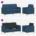 vidaXL Súprava pohovky s úložným priestorom 2 pcs Modrá Polyester – Obrázok 4