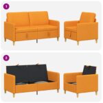 vidaXL Súprava pohovky s úložným priestorom 2 pcs Tmavá žltá Polyester – Obrázok 4