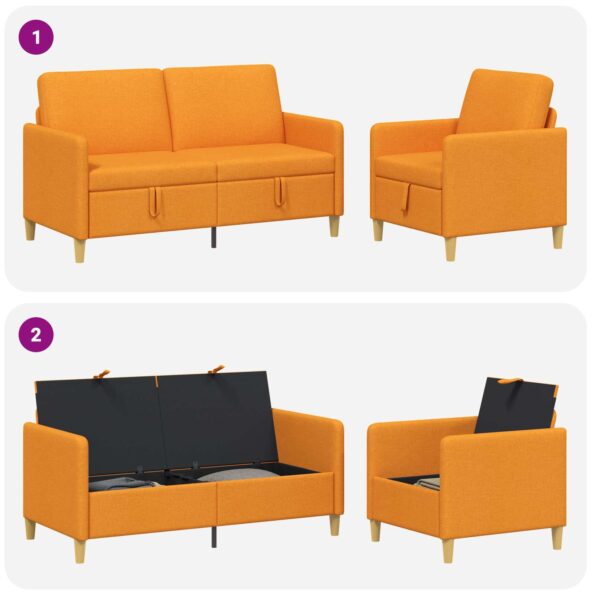 vidaXL Súprava pohovky s úložným priestorom 2 pcs Tmavá žltá Polyester – Obrázok 4