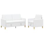 vidaXL Súprava pohovky s úložným priestorom 2 pcs Biela Polyester – Obrázok 2