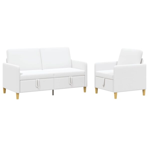 vidaXL Súprava pohovky s úložným priestorom 2 pcs Biela Polyester – Obrázok 2
