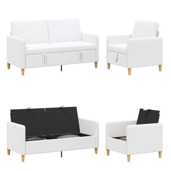 vidaXL Súprava pohovky s úložným priestorom 2 pcs Biela Polyester – Obrázok 4
