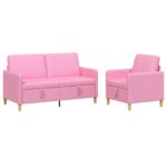 vidaXL Súprava pohovky s úložným priestorom 2 pcs Ružová Polyester – Obrázok 2