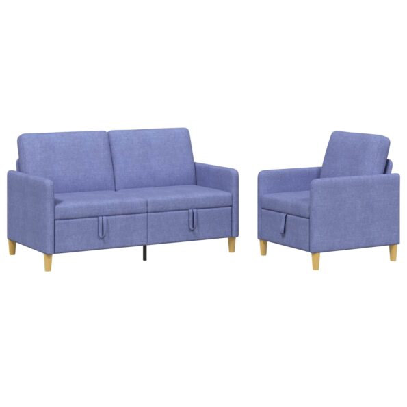 vidaXL Súprava pohovky s úložným priestorom 2 pcs Modrá džínovina – Obrázok 2