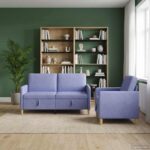 vidaXL Súprava pohovky s úložným priestorom 2 pcs Modrá džínovina – Obrázok 3